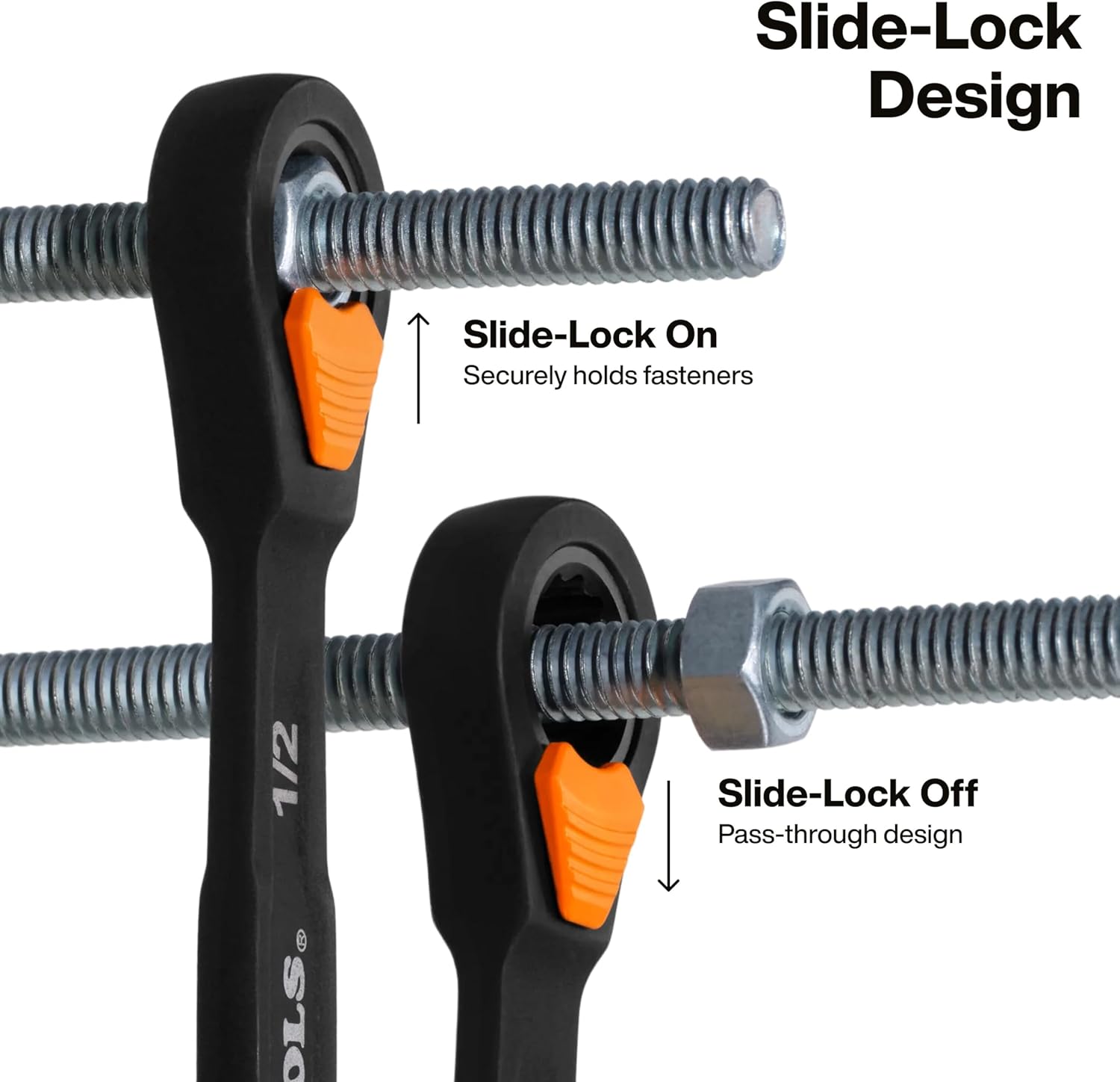 KLEIN TOOLS 69508 SAE Ratcheting Combination Wrench Set, 8-Piece, Slide-Lock 90-Tooth Ratchet, I-Beam Handle, Color-Coded Size Markings, Roll Pouch Storage
