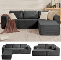 106" Cloud Sectional Couch, Left/Right Facing Convertible Sofa with Deep Seat, L-Shape Modular Upholstered Foam Couch for Living Room Bedroom, No Assembly Required (Corduroy Fabric, Grey)