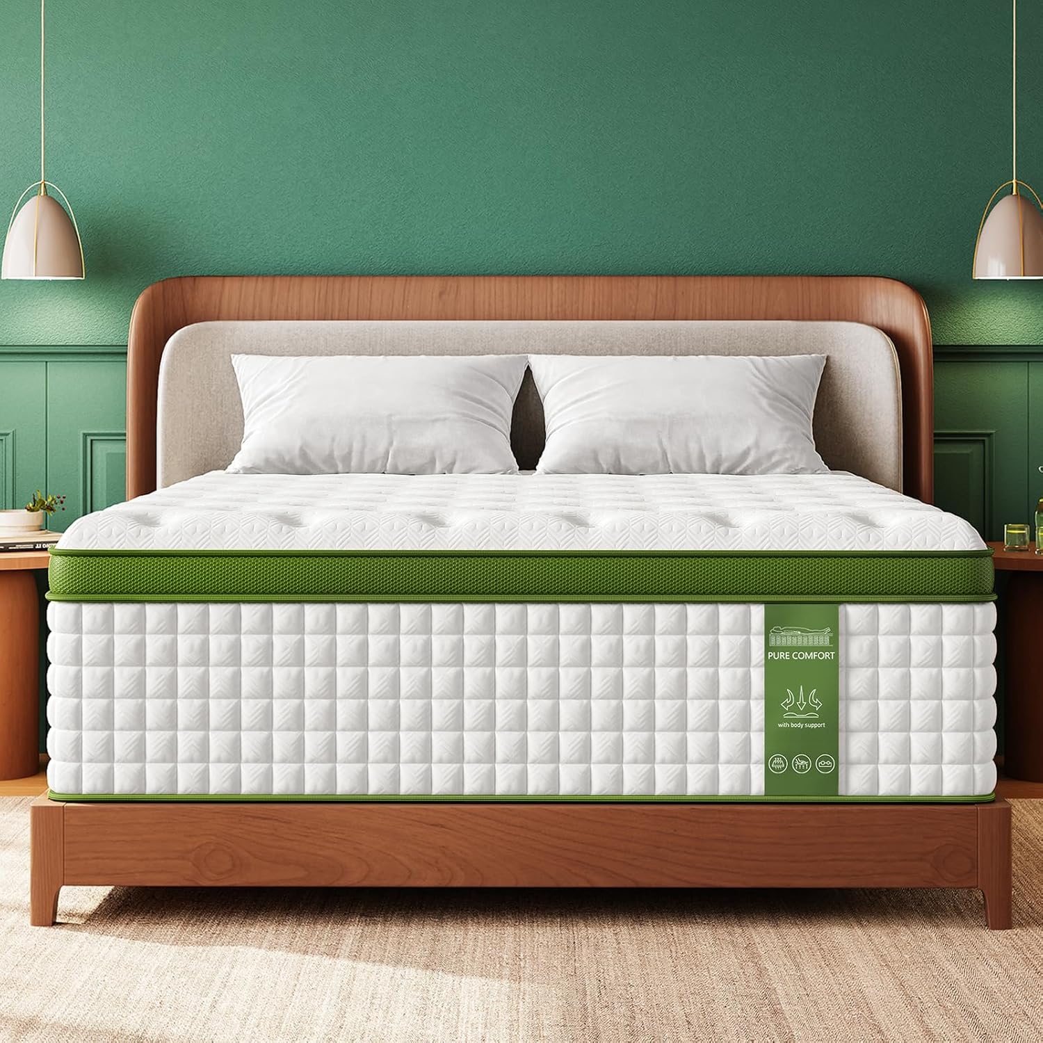 BedStory Medium Firm King Mattress 14 Inch Cooling Gel Hybrid Bed for Side Sleepers & Couples, Extra Lumbar & Shoulder Support CertiPUR-US with 960+ Pocket Springs, Pain Relief Fiberglass-Free