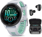 Wearable4U Garmin Forerunner 265S Music GPS Running 42 mm Smartwatch  Whitestone with AMOLED 1.1in Touchscreen Display Black Earbuds Bundle
