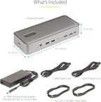 StarTech.com Dual-Laptop USB-C KVM Docking Station, Dual Monitor 4K 60Hz DisplayPort Dock, 5-Port USB Hub, GbE, 90W/45W Power Delivery to Two Laptops, Windows/Mac, 2-Host KVM Dock, TAA