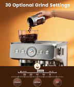 Dual Boiler Espresso Machine with Grinder, 20 Bar Espresso Machines-Use Milk Frother and Brew Coffee Machine Simultaneously, Removable Water Tank, Coffee Maker Cappuccino Latte, 95oz Water Tank
