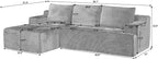 Cloud Couch Sectional, Modular L Shaped Boneless Sofa, Modern Corduroy Sectional Couch Comfy Deep Seat Cloud Sofa for Living Room, Bedroom, No Assembly (Black, Left Facing Chaise)
