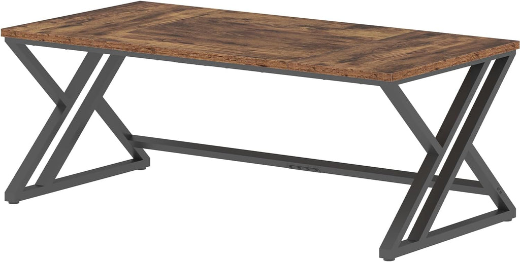 LVB 70.8" Computer Desk, Industrial Extra Long Wood Home Office Desk, Large Rustic Modern Metal Workstation Pc Study Writing table, Dual monitor Double Work Executive Desk for Two Person, Rustic Brown