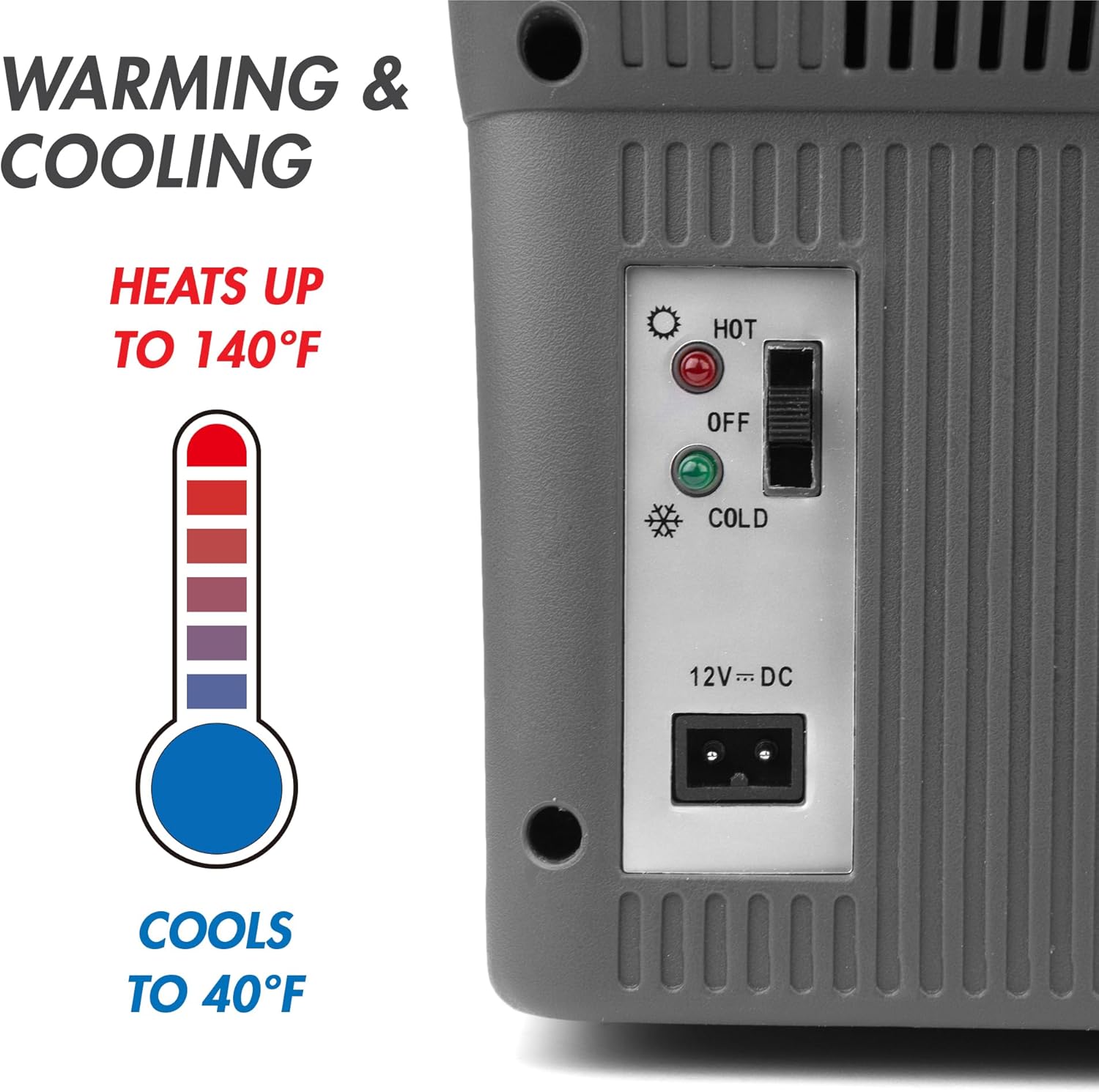 Wagan EL6214 Personal Thermoelectric Cooler/Warmer, 14 Liter Capacity, Portable Electric Car Cooler with 12/24V DC, 12V Small Fridge for Car, RV, and Camping Use, UL Listed