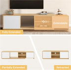 Extendable TV Stand for TVs up to 90",Modern Entertainment Center with Adjustable Shelf,Television Stand with 2 Storage Cabinets,Wooden TV Media Console for Living Room Bedroom Natural Oak