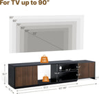 Extendable TV Stand for TVs up to 90",Modern Entertainment Center with Adjustable Shelf,Television Stand with 2 Storage Cabinets,Wooden TV Media Console for Living Room Bedroom Black