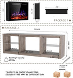 70" Fireplace TV Stand for TVs up to 80 Inches with 23'' Electric Fireplace Insert, Entertainment Center for Living Room, Gray