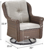 Patio Chairs Outdoor Swivel Glider - Set of 4 High Back Outside Brown Wicker Rattan Rocking Chair with Thick Cushion for Porch Apartment Deck Yard Poolside Garden - Beige