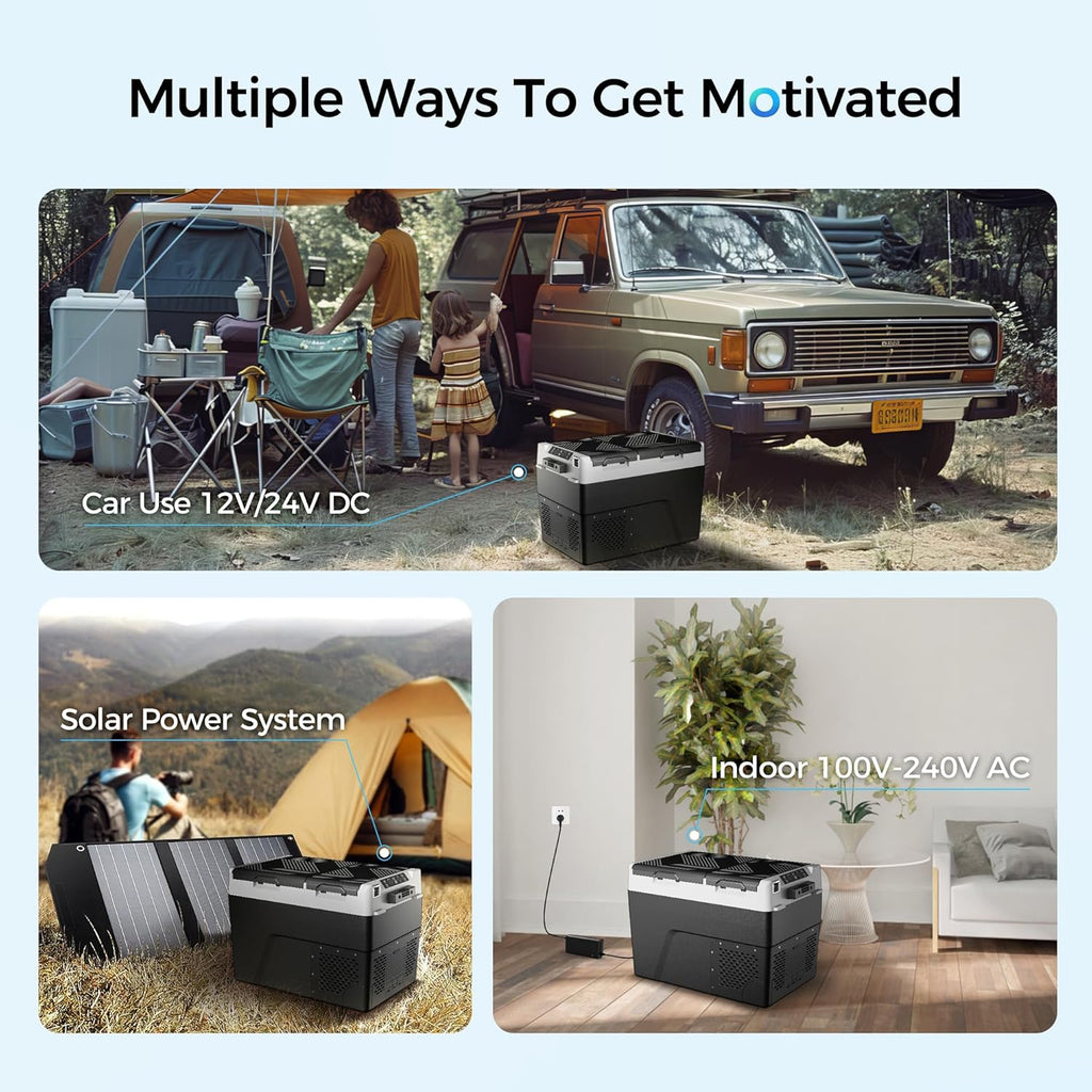 Feelfunn 12 Volt Refrigerator Car Fridge - 61QT(58L) Dual Zone Electric Cooler, Car Refrigerator -4℉~68℉, Portable Refrigerator 12/24V DC 100-240V AC, Portable Freezer for Travel Camping RV Home