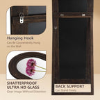 Rustic Standing Full Length Mirror Wood Frame, 71"X32" Large Arched Floor Mirror with Stand, Farmhouse Wood Mirror Full Length for Bedroom Living Room Entryway, Leaning or Wall Mounted, Brown