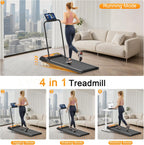 HOELLL Treadmills for Home Small with 0%-8% Incline and APP Sync, Compact Under Desk Walking Treadmill Pad with Handle Bar Removable, Remote Control and LED Display, 2.5HP