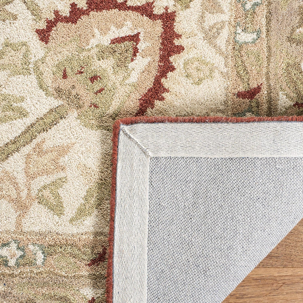SAFAVIEH Anatolia Collection Area Rug - 8' x 10', Beige & Rust, Handmade Traditional Oriental Wool, Ideal for High Traffic Areas in Living Room, Bedroom (AN512E)