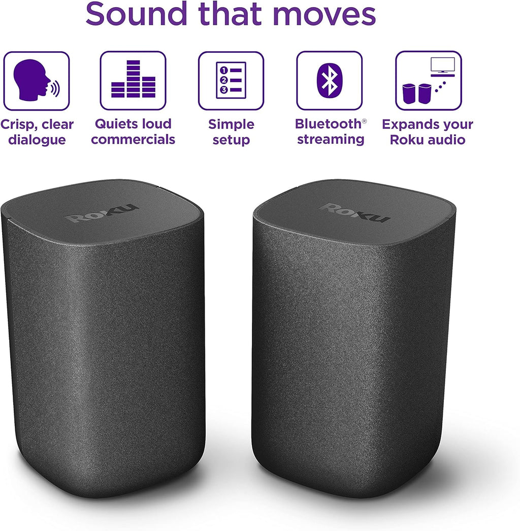 Roku Wireless Speakers - Set of 2 (Pack of 1) - Compatible with Roku TV  Streambar  and Streambar Pro (SE is not compatible)