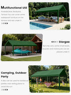 10 x 20 Ft Carport Replacement Cover, Heavy Duty Outdoor Car Tarp Canopy, Waterproof & UV Protected Tear Oxford Tarp with Ball Bungees (Frame is Not Included)