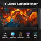 2025 Upgraded Laptop Screen Extender Portable  14" 1080P FHD IPS Screen  Monitor Extender for Laptop  Fit for 13-17"  Plug & Play Compatiable with Windows/Mac/Chrome/Android/Switch