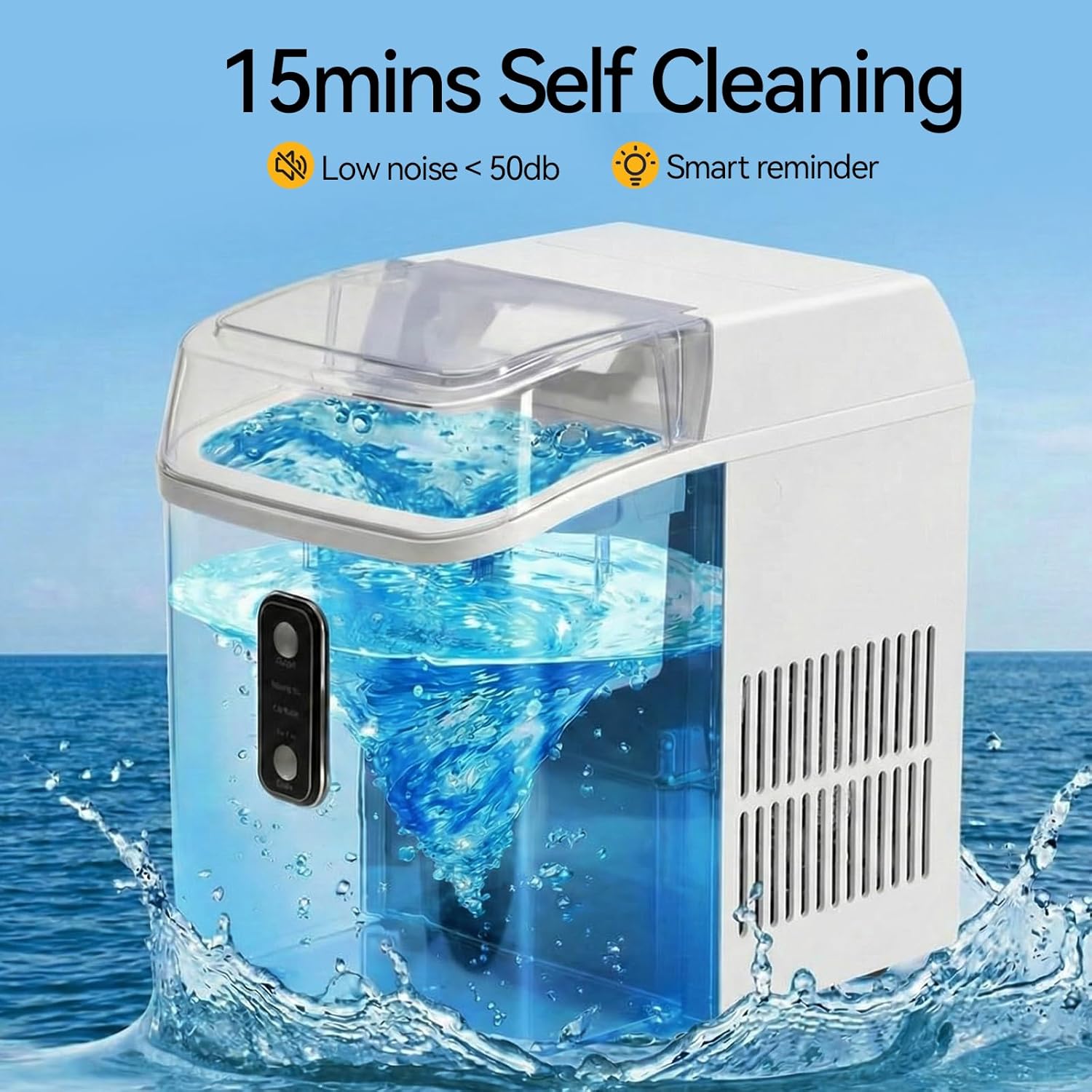 Nugget Ice Maker Countertop, Portable Ice Makers Machine with Removable Basket and Scoop, Self-Cleaning, Quiet, 6-Min Ready, 24lbs in 24Hrs, Visible, for Home, Party, RV, Camping, White