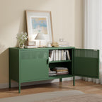Metal Storage Cabinet with 2 Doors & Adjustable Shelves, 25" H Green Accent Cabinet, Metal Locker Storage Cabinets, Tv Stand Cabinet for Home, Office, Living Room, Entryway