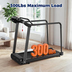 Treadmill for Senior at Home, Walking Jogging Running Pad Treadmill for Elderly, with Long Handrails, Heart Rate Monitor, Wide Running Belt, 2.5 HP, 300 LBS Capacity, PAD Stand & Cup Holder