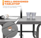 NUU GARDEN 37" Outdoor Patio Table, Square Steel Slat Dining Table for 4 with 1.57" Umbrella Hole, Powder-Coated Iron Frame and Slatted Top for Patio, Garden and Balcony, Gray