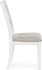 Signature Design by Ashley Robbinsdale Classic Upholstered Dining Chair with Cushion and Nailhead Trim, Set of 2, White & Light Gray