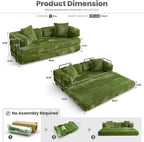 ovios 81" Folding Sofa Bed, Foldable Sleeper Boneless Couch with Pull Out Beds, Modular Convertible Floor Futon Loveseat Lounger for Living Room (Faux Fur, Green)