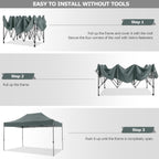 COBIZI 10x15 Heavy Duty Pop up Canopy Tent with 4 sidewalls  Commercial Outdoor Tents for Parties Backyard Event  Wedding  All Season Waterproof Event Shelter with Carry Bag  Gray(Frame Thickened)