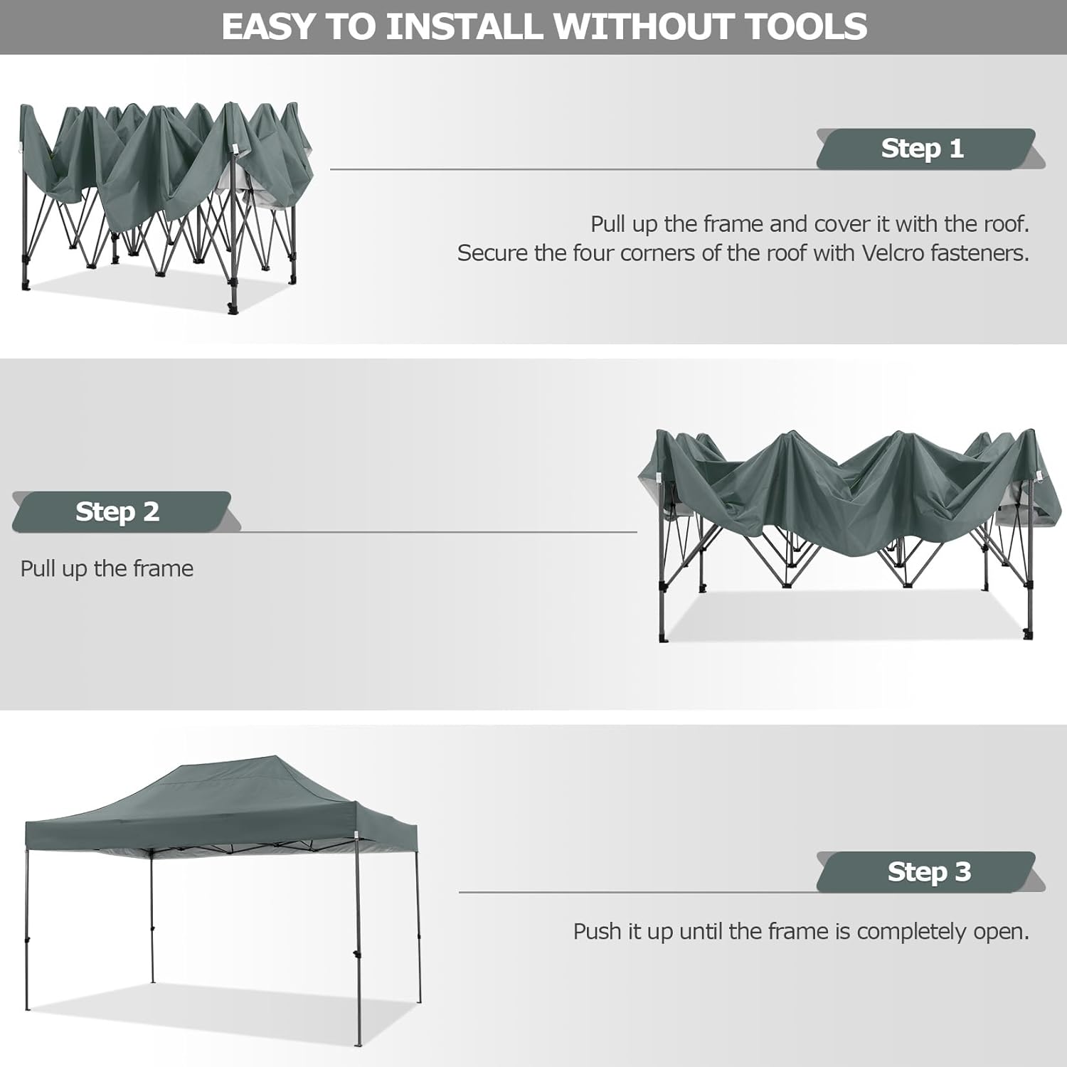 COBIZI 10x15 Heavy Duty Pop up Canopy Tent with 4 sidewalls  Commercial Outdoor Tents for Parties Backyard Event  Wedding  All Season Waterproof Event Shelter with Carry Bag  Gray(Frame Thickened)
