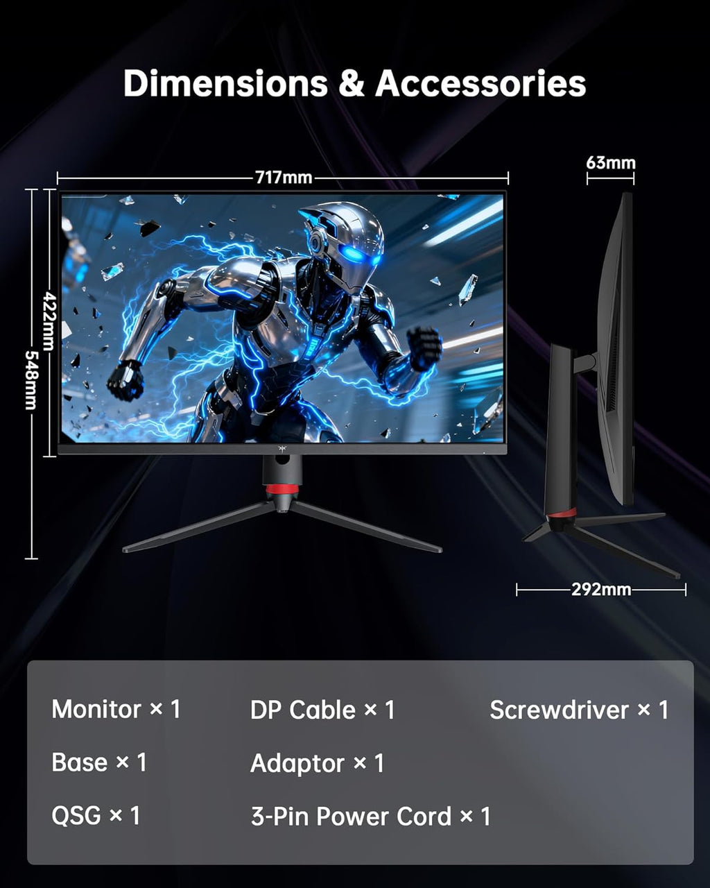 KTC 32 Inch 4K Gaming Monitor  165Hz UHD (3840x2160P) Fast IPS Screen  1ms (MPRT)  Adaptive Sync  3000:1 Contrast 121% sRGB HDMI 2.1 Display Port 1.4  Tilt/Height Adjustment  VESA Mount  H32P22P