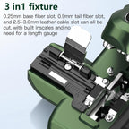 One-Step Fiber optic Cleaver VD-1 automatic Optical Fiber Cutter tool with 3-in-1 Clamp, 28-Position Blade, Detachable waste fiber box for Splicing & Cold Connection, FTTH Telecom & CATV Installation