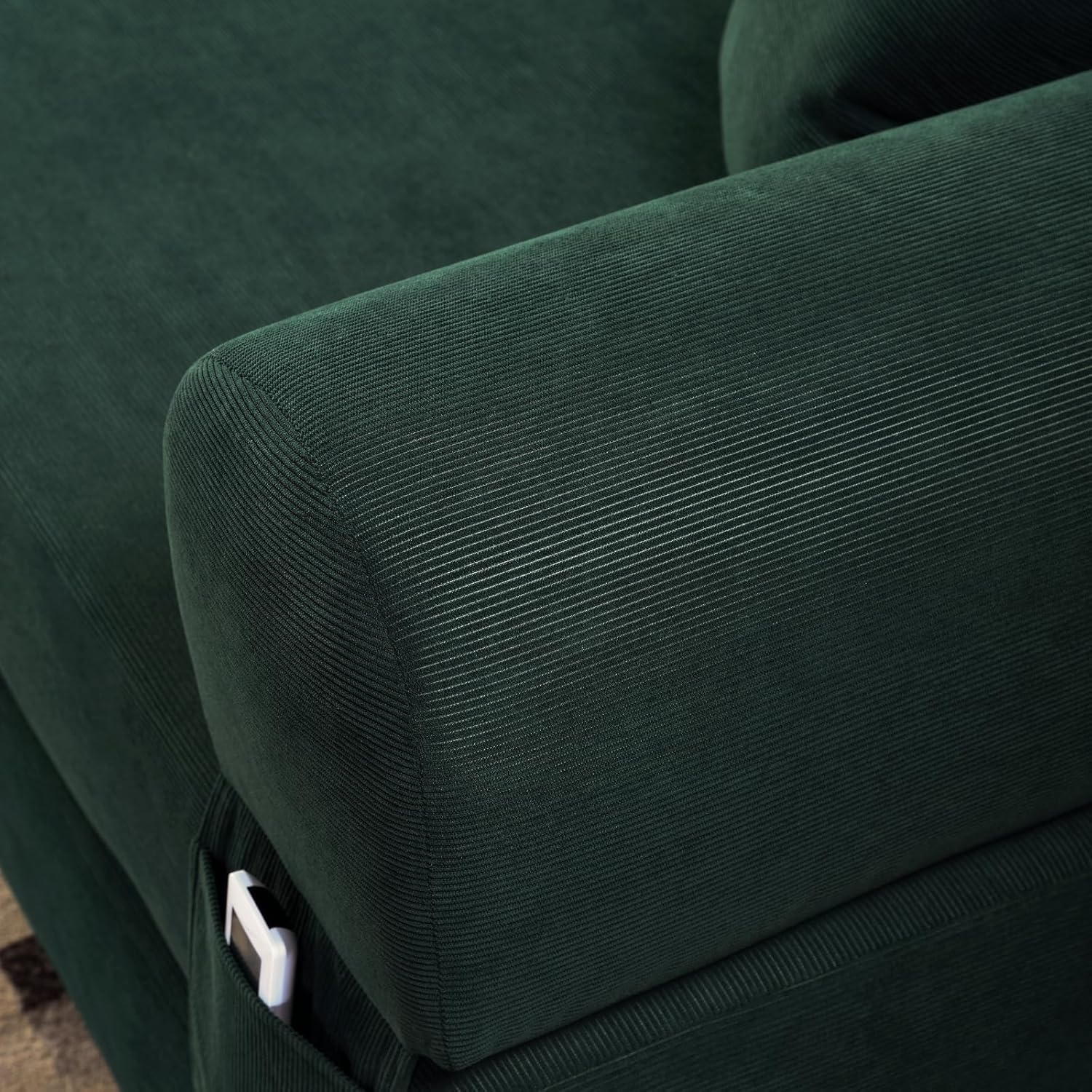 4-in-1 Folding Convertible Sofa Bed, 80 Inch Corduroy Upholstered Boneless Couch, Loveseat Sleeper with Pull Out Bed, Floor Sofa Modular Futon Teddy Sofa for Living Room Bedroom Lounge, Deep Green