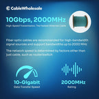 CableWholesale 500ft Aqua Armored 6 Strand Fiber Optic Cable  Multimode OM3 50/125 Micron  Corning ClearCurve  Plenum Rated  High-Speed 10Gbit  Indoor Safe - Networking Spool