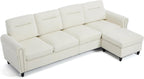 Westice 106" Modular Sectional Sofa with Movable Ottoman, Deep-Seat L-Shaped Couch, 4-Seater Modern Sofa for Living Room, Bedroom, or Apartment (Beige)