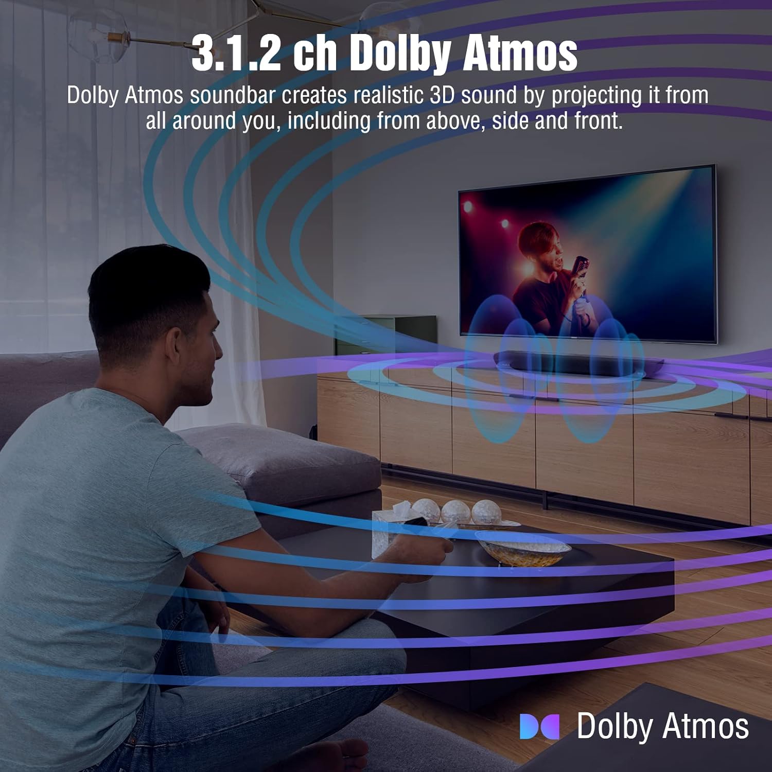 OXS S5 Sound bar for TV with HDMI eARC  Dolby Atmos 3.1.2 Built-in Subwoofer  Center Speaker  Bluetooth & Multi Wired Connection  5 EQ  4K HDR Passthrough  230W  Home Theater Audio Wall Mounted