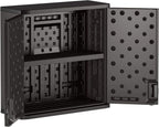 Suncast Commercial 4 Cubic Ft. Heavy-Duty Resin Wall Cabinet with Adjustable Metal-Reinforced Shelf, and Lockable Handles for Indoor and Outdoor Storage, Black, Made in the USA