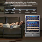 AAOBOSI 24 Inch Wine Cooler,46 Bottle -Dual Zone Built-in or Freestanding with Blue LED Light and Adjustable Shelves for Home,Kitchen or Office.
