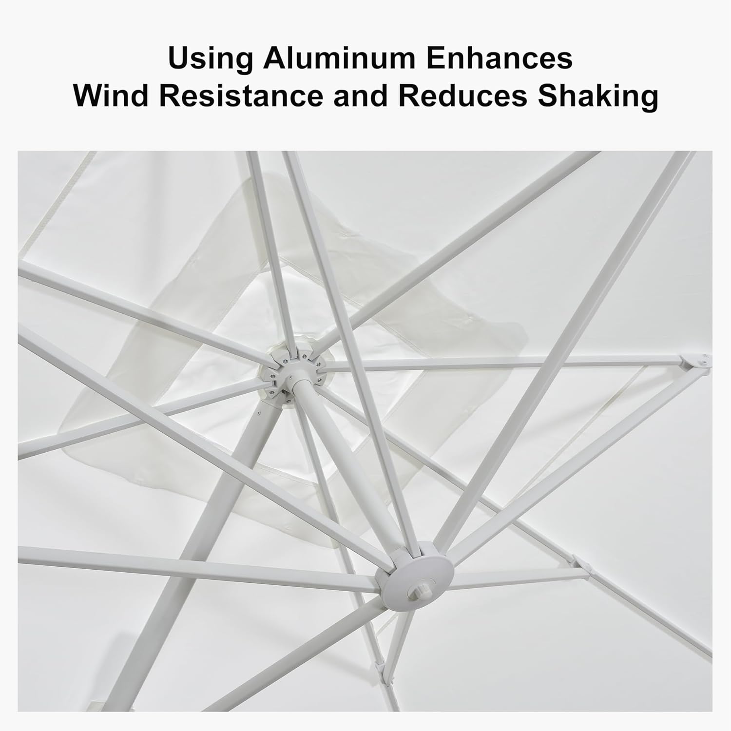 PURPLE LEAF 9' × 11.5' Patio Umbrella White Cantilever Umbrella Aluminum Square Outdoor Offset Umbrella Hanging Windproof with 360° Rotation for Garden Deck Pool, White