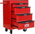 Rolling Metal Tool Chest with 4 Drawers, 20" 4-Drawer Tool Chest Cabinet with Ball Bearing Drawer Slides, Steel Tool Storage Box Organizer -Red