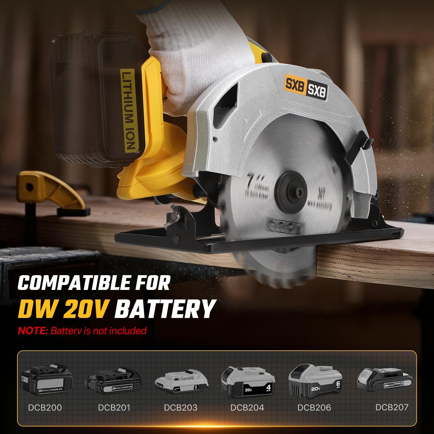 Circular Saw for De-Walt 20V Max Battery, 7-Inch Brushless Cordless Circular Saw, 8000 RPM, 0-45° Bevel, Power Tool for Wood PVC Cutting (Battery Not Included)