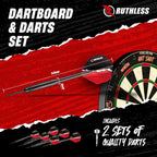 Ruthless Home Darts Centre with or Without LED Light Options | Home Dart Board Centre Including Cabinet, Dartboard and 2 Sets of Darts.