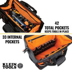 Klein Tools 55469 Tradesman Pro Wide-Open Tool Bag Made of 1680 Ballistic Weave with Molded Bottom and Detachable Shoulder Strap