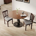 HOMCOM Dining Chairs Set of 2, Solid Wood Kitchen Chairs, Mid Century Modern Linen Fabric Upholstered for Dining Room, Living Room, Espresso Frame and Gray Upholstery