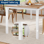Garvee Large Dining Table for 6-8 People, 79" Wooden Kitchen Table with Sturdy Metal Frame, Dining Room Table for Dining Room, Kitchen, White Leg & Natural
