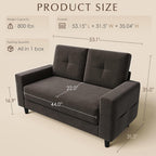 Loveseat Sofa丨53 inch Love Seat Small Couch for Small Space 丨7.5” Thick Seat Cushion Sofas for Bedroom丨Chenille Mini Couch for Apartment (Brown)