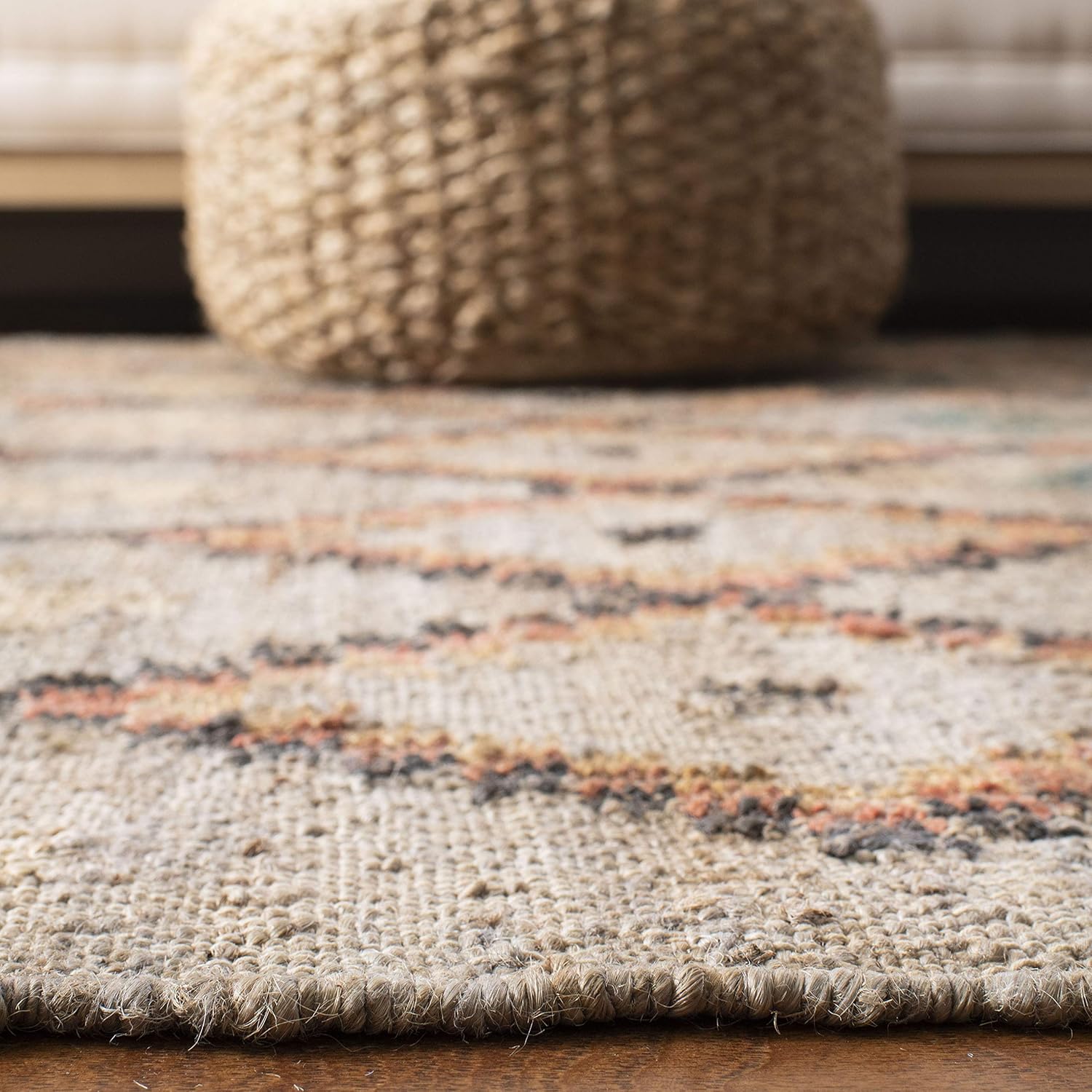 SAFAVIEH Kilim Collection Area Rug - 9' x 12', Beige & Gold, Handmade Moroccan Boho Jute & Cotton, Ideal for High Traffic Areas in Living Room, Bedroom (KLM753G)