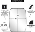 ANDY STAR Black Oblong Mirror, 36x48 Inch Black Oval Mirror for Bathroom with Stainless Steel Metal Frame, Wall Mouned for Bathroom, Living Room, Entryway