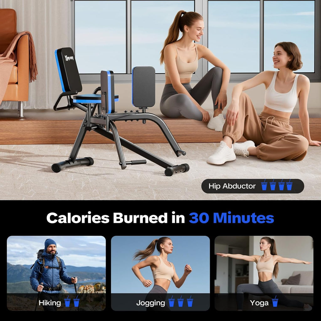 Hip Abductor Machine for Home Gym, 6-Level Thigh Exercise Equipment w/ Bonus Resistance Band | Compact Plush Padding Glute Machine, Booty Builder & Thigh Toner for Women Men