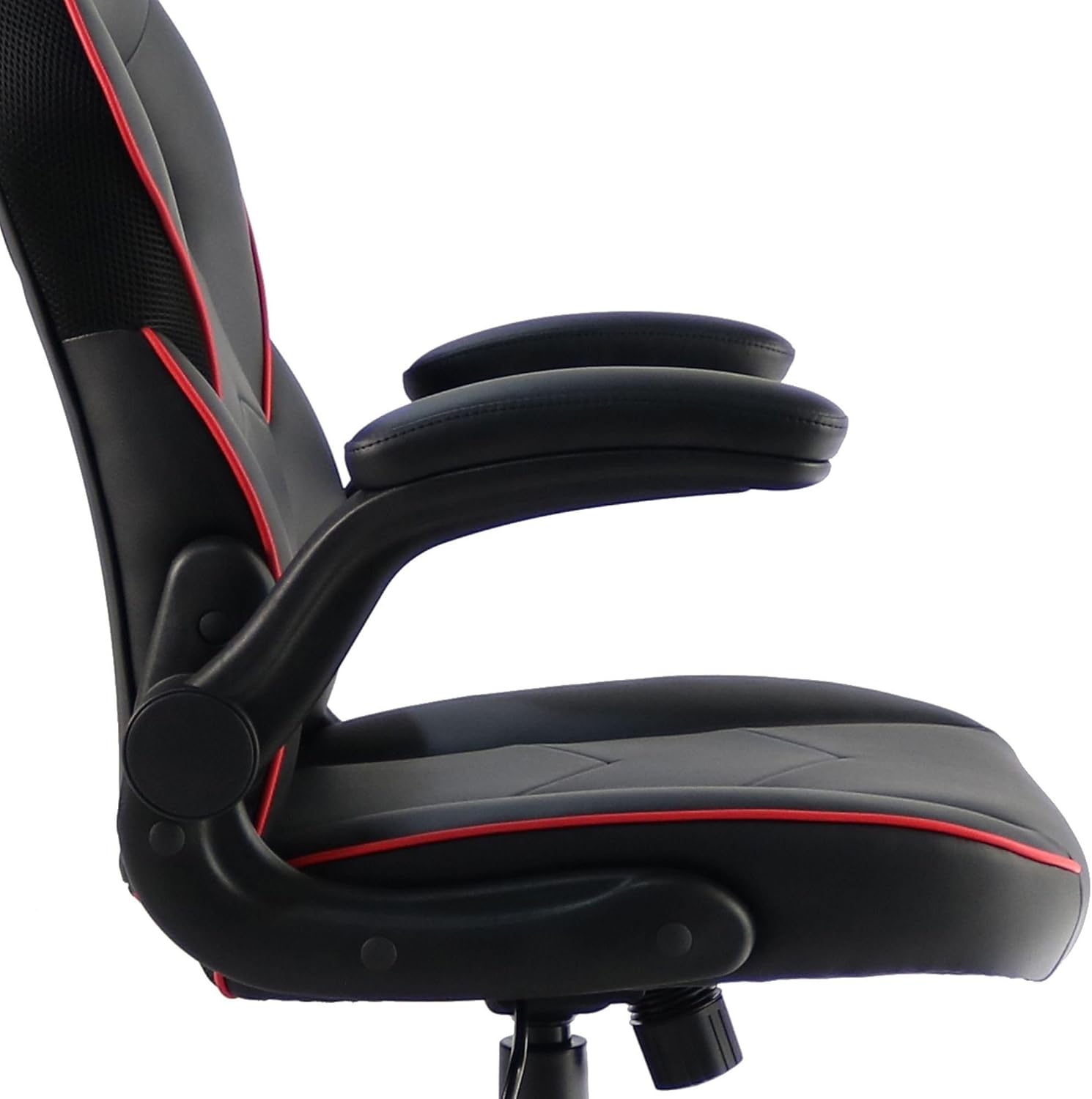 NuSparc SpawnSafe Gaming Chair, Adjustable Height, Flip-up Armrests, 360° Swivel, Black/Red