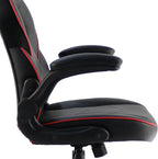 NuSparc SpawnSafe Gaming Chair, Adjustable Height, Flip-up Armrests, 360° Swivel, Black/Red
