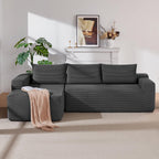 97" Cloud Sectional Couch, Modern Boneless Couch with L-Shape Chaise, Deep Seat Modular Sectional Sofa Corduroy Corner Foam Couches for Living Room,No Assembly Required(Dark Gray, Left Chaise